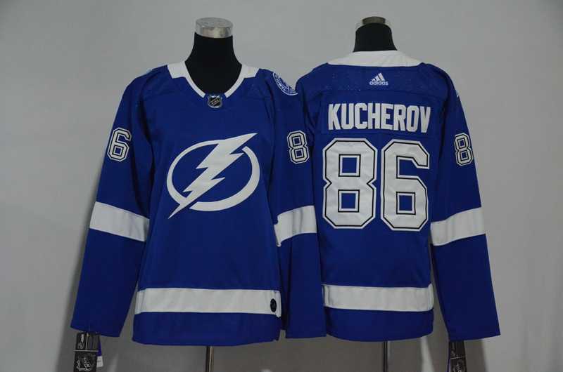 Women Tampa Bay Lightning #86 Nikita Kucherov Blue Adidas Stitched Jersey